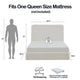 Welz Queen Size Bed with Tall Headboard | Pearl White Chenille Upholstery