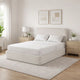 Welz Queen Size Bed with Tall Headboard | Pearl White Chenille Upholstery
