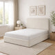 Welz Queen Size Bed with Tall Headboard | Pearl White Chenille Upholstery