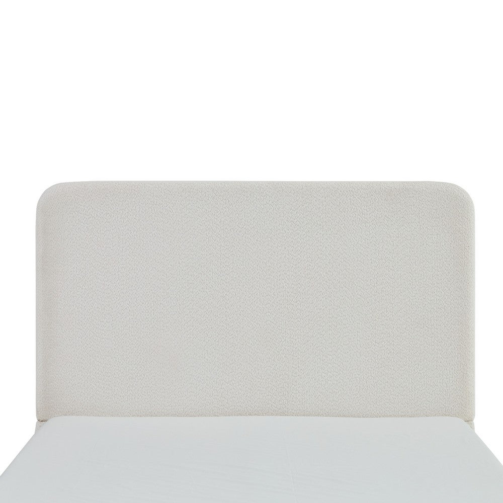 Welz King Size Bed with Tall Headboard | Pearl White Chenille Upholstery