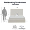Welz King Size Bed with Tall Headboard | Pearl White Chenille Upholstery