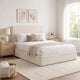 Welz King Size Bed with Tall Headboard | Pearl White Chenille Upholstery