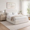 Welz King Size Bed with Tall Headboard | Pearl White Chenille Upholstery