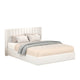 Deny Queen Size Bed | 2 Drawers | Channel Tufted Ivory Boucle Upholstery