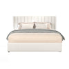 Deny Queen Size Bed | 2 Drawers | Channel Tufted Ivory Boucle Upholstery