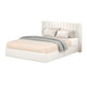 Deny Queen Size Bed | 2 Drawers | Channel Tufted Ivory Boucle Upholstery