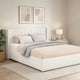 Deny Queen Size Bed | 2 Drawers | Channel Tufted Ivory Boucle Upholstery