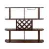 Wall Mounted Bar 3 Tier Bottle Wine Rack w Glass Holder | Walnut Brown