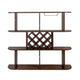 Wall Mounted Bar 3 Tier Bottle Wine Rack w Glass Holder | Walnut Brown