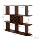 Wall Mounted Bar 3 Tier Bottle Wine Rack w Glass Holder | Walnut Brown