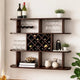 Wall Mounted Bar 3 Tier Bottle Wine Rack w Glass Holder | Walnut Brown