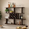 Wall Mounted Bar 3 Tier Bottle Wine Rack w Glass Holder | Walnut Brown