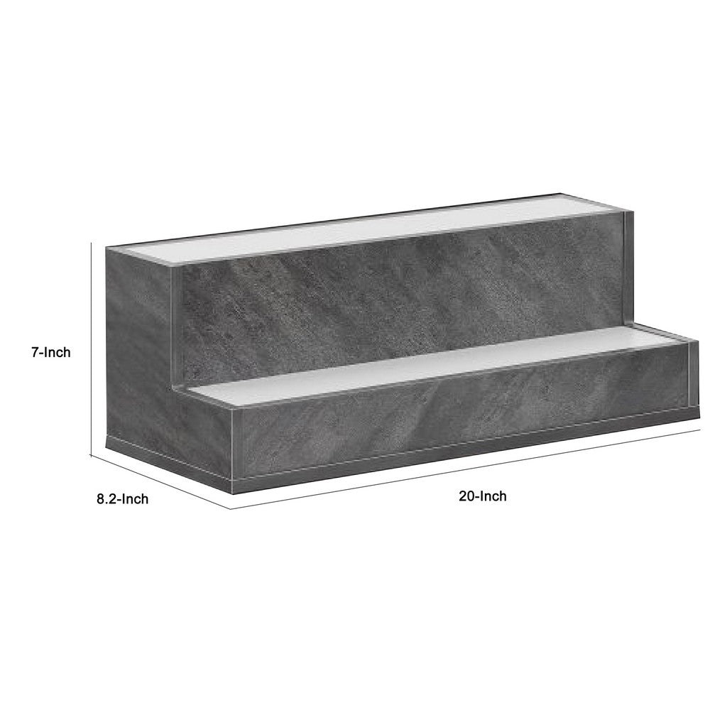 Bar Bottle Display Shelf with LED Remote Control | 20" | Gray Wood