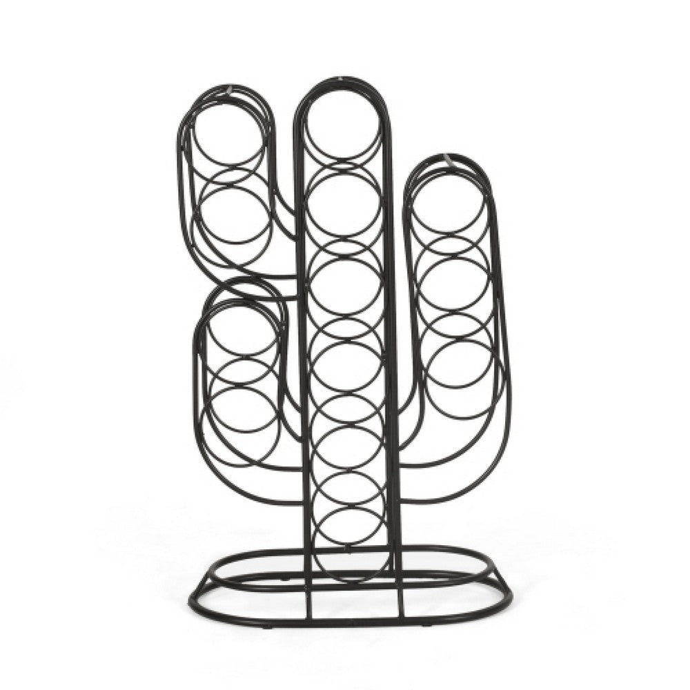 13 Bottles Countertop Wine Rack | 23" | Cactus Shaped Black Metal Frame