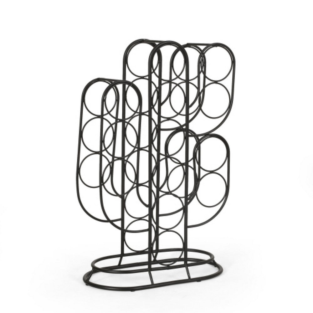 13 Bottles Countertop Wine Rack | 23" | Cactus Shaped Black Metal Frame