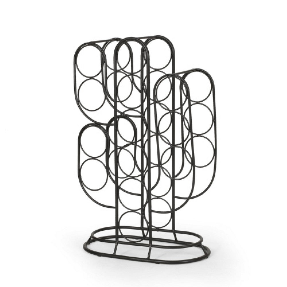 13 Bottles Countertop Wine Rack | 23" | Cactus Shaped Black Metal Frame