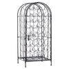 Homy Wine Rack Cabinet with Lock | Holds 35 Bottles | Black Wrought Iron