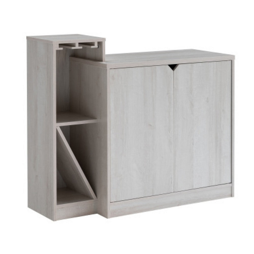 Wine Bottle Display Bar Cabinet | Holds 4 Bottles | Oak White Wood Finish