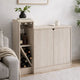 Wine Bottle Display Bar Cabinet | Holds 4 Bottles | Oak White Wood Finish