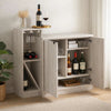 Wine Bottle Display Bar Cabinet | Holds 4 Bottles | Oak White Wood Finish