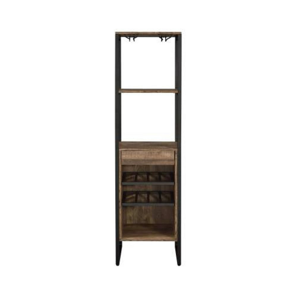Nery Wine Rack with 1 Drawer & 3 Shelves | 70" | Weathered Oak Brown