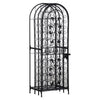Homy Tall Wine Rack Cabinet w Lock | Holds 45 Bottles | Black Wrought Iron