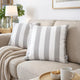 Keo Outdoor Throw Pillow Cover | Silver White Wide Stripes | 20" Square