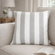Keo Outdoor Throw Pillow Cover | Silver White Wide Stripes | 20" Square