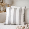 Keo Outdoor Throw Pillow Cover | Silver White Wide Stripes | 20" Square