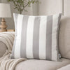 Keo Outdoor Throw Pillow Cover | Silver White Wide Stripes | 20" Square