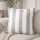 Keo Outdoor Throw Pillow Cover | Silver White Wide Stripes | 20" Square