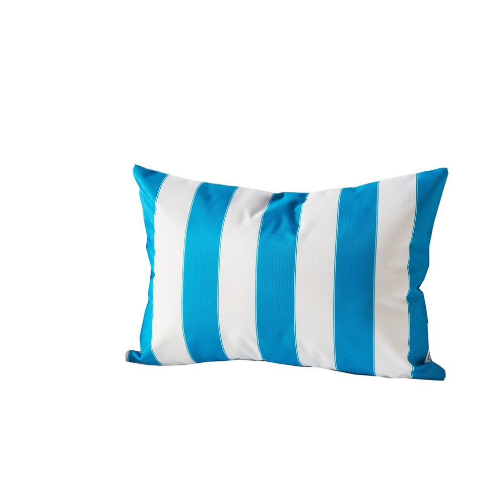 Keo Outdoor Lumbar Throw Pillow Cover | Blue & White Wide Stripes | 14x20