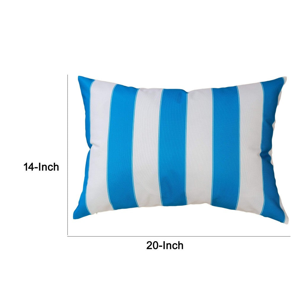 Keo Outdoor Lumbar Throw Pillow Cover | Blue & White Wide Stripes | 14x20