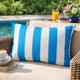 Keo Outdoor Lumbar Throw Pillow Cover | Blue & White Wide Stripes | 14x20