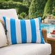 Keo Outdoor Lumbar Throw Pillow Cover | Blue & White Wide Stripes | 14x20