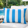 Keo Outdoor Lumbar Throw Pillow Cover | Blue & White Wide Stripes | 14x20