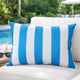 Keo Outdoor Lumbar Throw Pillow Cover | Blue & White Wide Stripes | 14x20
