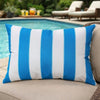 Keo Outdoor Lumbar Throw Pillow Cover | Blue & White Wide Stripes | 14x20