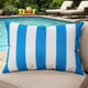 Keo Outdoor Lumbar Throw Pillow Cover | Blue & White Wide Stripes | 14x20