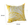 Gey Throw Pillow Cover | Outdoor Yellow & White Leaf Pattern 20" Square