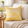 Gey Throw Pillow Cover | Outdoor Yellow & White Leaf Pattern 20" Square