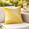 Gey Throw Pillow Cover | Outdoor Yellow & White Leaf Pattern 20" Square