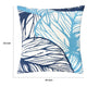 Gey Outdoor Throw Pillow Cover | Blue White Leaf Vein Pattern | 20" Square