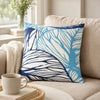 Gey Outdoor Throw Pillow Cover | Blue White Leaf Vein Pattern | 20" Square
