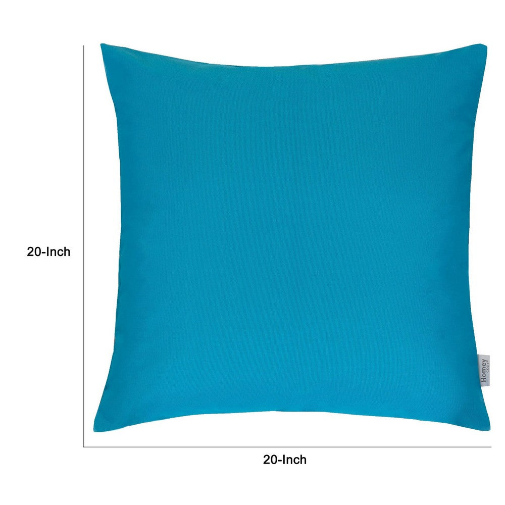 Outdoor Indoor Throw Pillow Cover | Aqua Blue Polyester | 20x20" Square