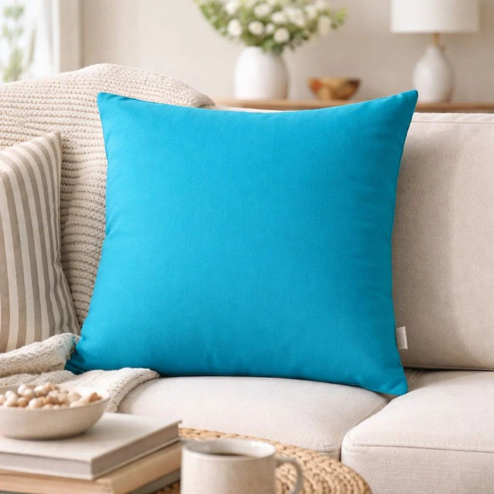 Outdoor Indoor Throw Pillow Cover | Aqua Blue Polyester | 20x20" Square