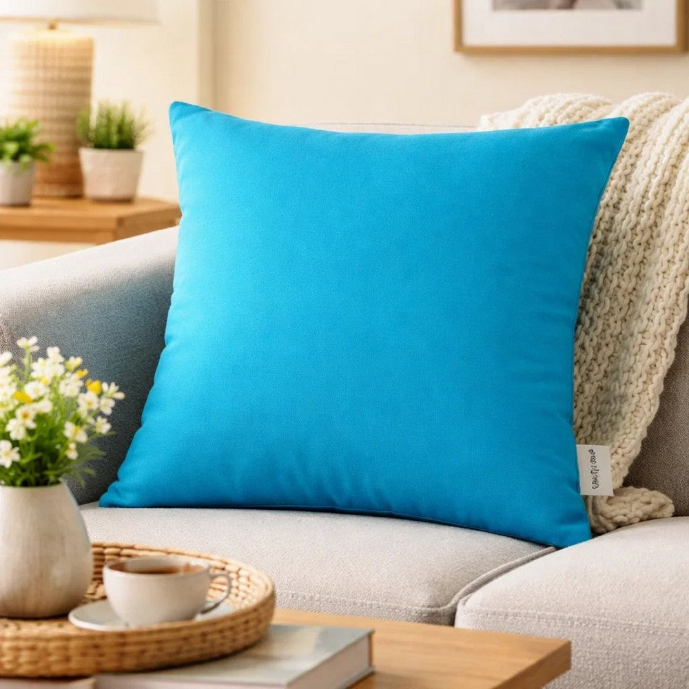 Outdoor Indoor Throw Pillow Cover | Aqua Blue Polyester | 20x20" Square