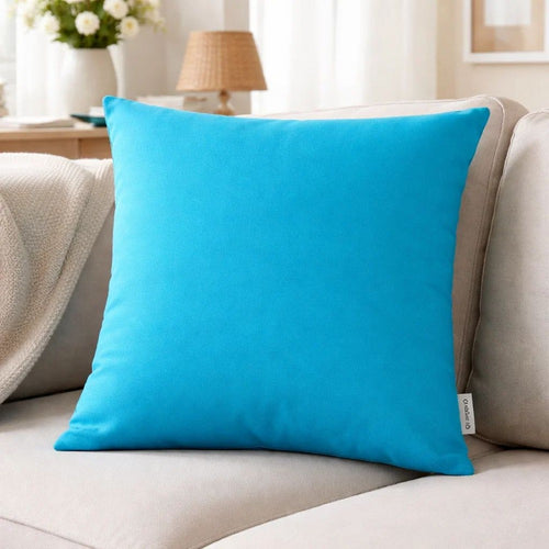 Outdoor Indoor Throw Pillow Cover | Aqua Blue Polyester | 20x20" Square
