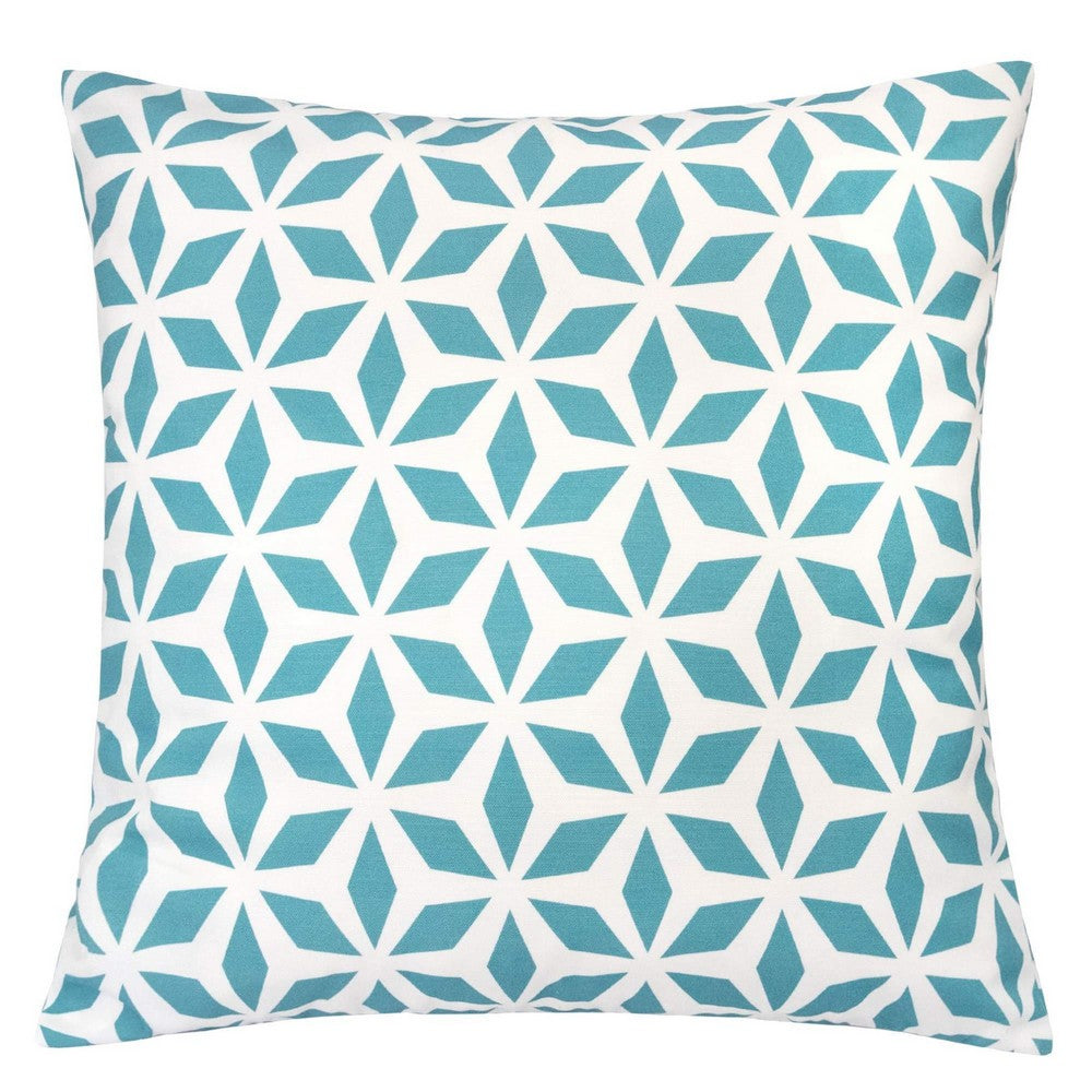 Outdoor Indoor Throw Pillow Cover | Aqua Blue Crystal Pattern 20" Square