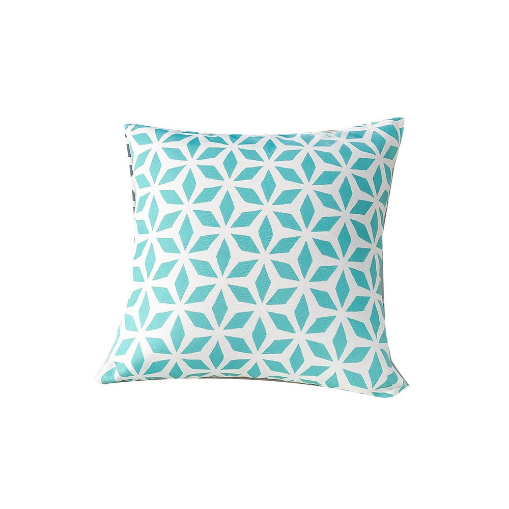 Outdoor Indoor Throw Pillow Cover | Aqua Blue Crystal Pattern 20" Square